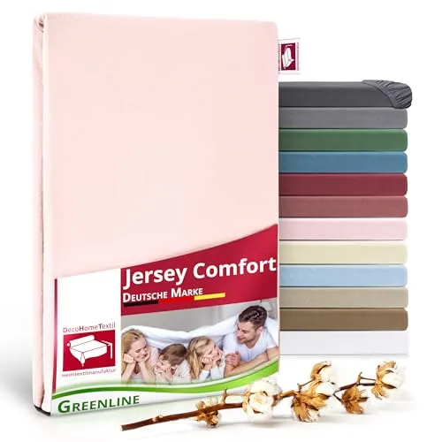 Greenline Spannbettlaken Premium Jersey aus 100% Baumwolle Rosa 140-160x200 cm bis zu 30 cm auch für Boxspringbetten, Spannbetttuch