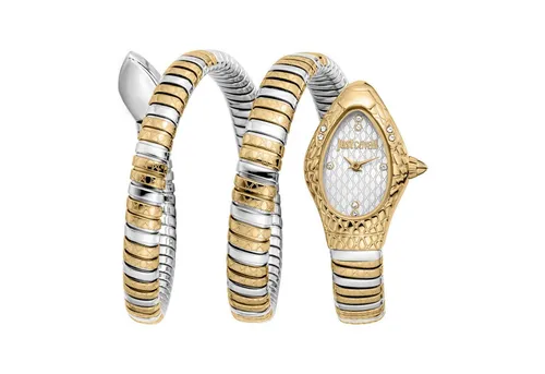 Just Cavalli Time Quarzuhr Aurelia JC1L374M0055 - Elegante Damenuhr mit Edelstahlarmband und funkelnden Kristallsteinen, ideal für festliche Anlässe.
