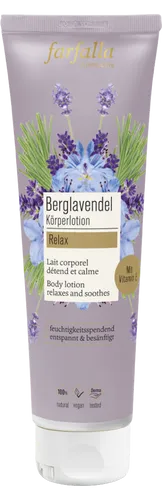 Farfalla Berglavendel Relax Körperlotion - Ganzkörperpflege mit beruhigendem Berglavendel-Öl, ideal zur Stressreduktion und für entspannte Hautpflege. Bio-Sheabutter spendet intensive Feuchtigkeit.