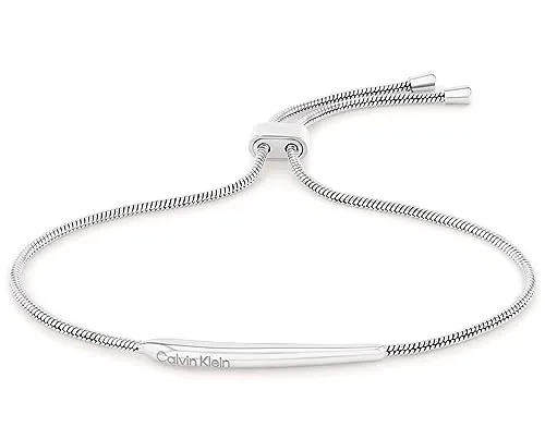 Calvin Klein Damen Gliederarmband ELONGATED DROPS - Elegantes Armband aus poliertem Edelstahl mit verstellbarem Innenumfang von 16 cm, ideal für jeden Anlass. Besonders hervorzuheben ist das gravierte Calvin Klein Logo.