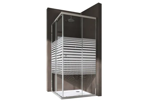 doporro 70x80cm Eckeinstieg Duschkabine mit Schiebetür - Eckige Duschabtrennung aus 6mm ESG Sicherheitsglas, elegant mit Milchglas Streifen und NANO-Beschichtung. Ideal für individuelle Badgestaltungen, einfach zu montieren mit flexibler Rechts-/Links-Option.