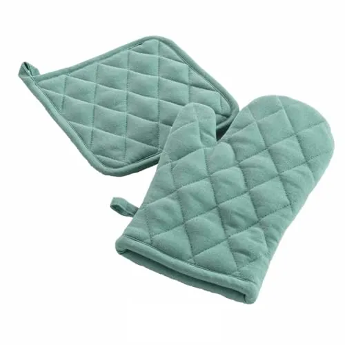 MACOSA U1731374 Backhandschuh & Topflappen Uni Salbei rutschfest hitzebeständig Backofenhandschuh Küchenhelfer Topfhalter Küchenutensil Handschuh Küche (Salbei)