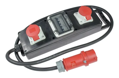 AS Schwabe Vollgummi-Verteilerleiste S10 - 60806 - Robuste 6-fach Steckdosenleiste für Baustromversorgung, wetterfest und ideal für den Einsatz im Freien.