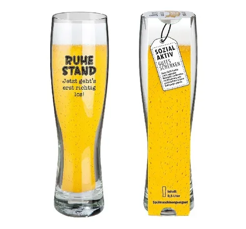 Bierglas XXL Weizen Bierglas Ruhestand von 0,5l, Spülmaschinenfest,Gildehandwerk