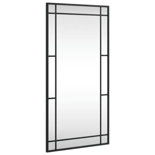 vidaXL Hängender Rechteckiger Wandspiegel 40x80 cm - Dekorativer Wandspiegel aus langlebigem Glas mit pulverbeschichtetem Rahmen, ideal für Badezimmer und Wohnzimmer, vielseitig montierbar für jeden Raum.
