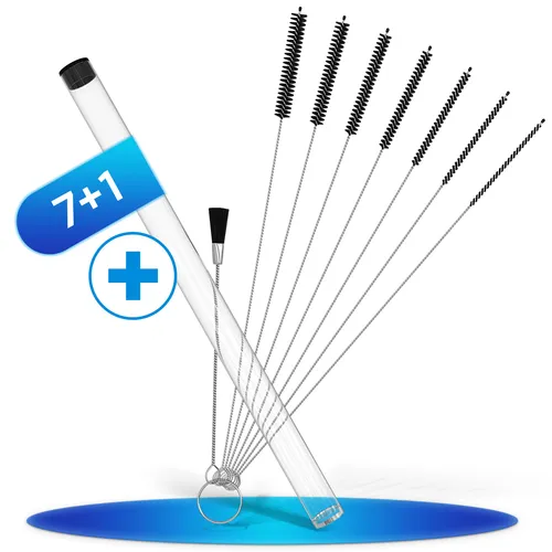 LOBENSWERK Strohhalm Bürste [7 + 1] für kleine Zwischenräume, mini Bürste, Milchschlauchbürste, Pfeifenreiniger, Reinigungsbürste Kaffeevollautomat