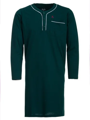 Henry Terre Nachthemd Langarm - Unifarben grün M - Kinder-Nachtwäsche aus 80% Baumwolle für hohen Tragekomfort, ideal für süße Träume in der Nacht.