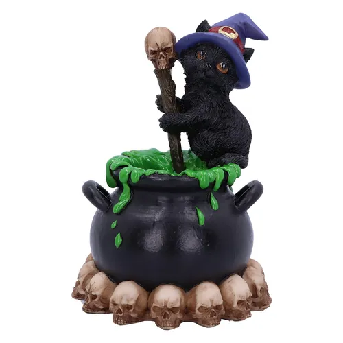 Nemesis Now Spook Witches Familiar Black Cat and Bubbling Cauldron Figurine,12cm