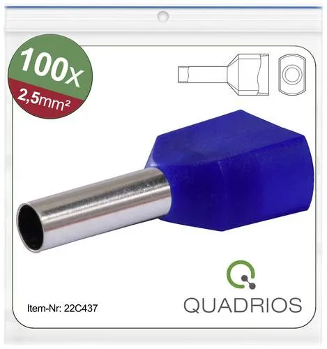Quadrios 22C437 Zwillings-Aderendhülse 2.5mm² Teilisoliert Blau 1 Set