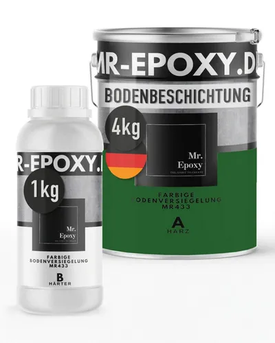 Mr. Epoxy Epoxidharz Bodenbeschichtung (5 kg, RAL 6002 Laubgrün) - 2K Betonfarbe für Garagen und Keller - Hochwertige 2K Epoxidharz-Bodenbeschichtung für robuste und ästhetische Böden in Garage, Werkstatt oder Keller. Einfache Anwendung, starke Deckkraft und langlebige Ergebnisse für stark beanspruchte Flächen.