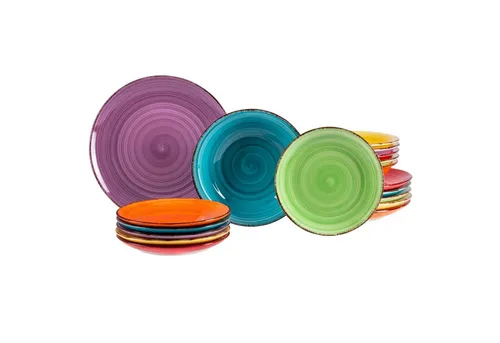 MamboCat Teller-Set 18tlg. für 6 Personen, bunte Vielfalt - Teller-Sets in 6 verschiedenen Farben, ideal für festliche Anlässe oder den täglichen Gebrauch.