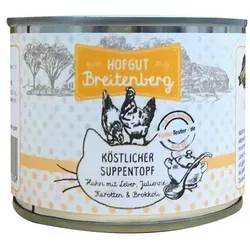 Hofgut Breitenberg Cat köstlicher Suppentopf - 12x180g - Katzenfutter: Köstlicher Suppentopf mit Huhn, Leber, Karotten und Brokkoli - Hochwertiges Nassfutter für gesunde und glückliche Katzen.