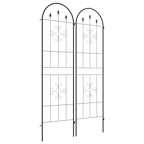 Outsunny Rankgitter aus Metall 2er Set - Rostfreie Rankhilfe für Kletterpflanzen - Praktisches 2er-Set aus robustem, pulverbeschichtetem Metall für Garten und Außenbereiche. Ideal für das Wachstum von Kletterpflanzen und zur Dekoration. Einfache Montage und stabiler Halt dank spitzen Bodenankern.