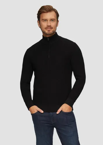 s.Oliver Longpullover mit Troyerkragen - Lässiger Longpullover aus weichem, strukturiertem Strick mit praktischem Troyerkragen und Reißverschluss – perfekt für entspannte Casual-Looks an kühlen Tagen.