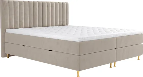 MIRJAN24 Boxspringbett Elegance 160x200 cm - Beige mit 2 Bettkästen - Stilvolles Boxspringbett mit zwei praktischen Bettkästen und hochelastischem Topper für optimalen Schlafkomfort. Ideal für moderne Schlafzimmer.