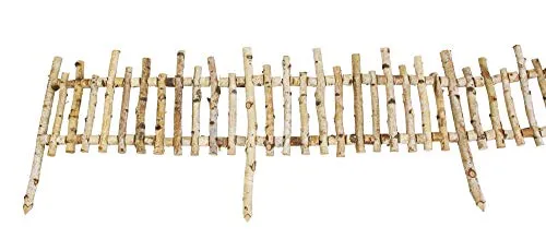 Frank Flechtwaren Beetbegrenzung, Holz Steckzaun 200x25cm - Beeteinfassungen aus natürlichem Birkenholz, ideal für eine elegante Abgrenzung Ihrer Beete und Gärten.