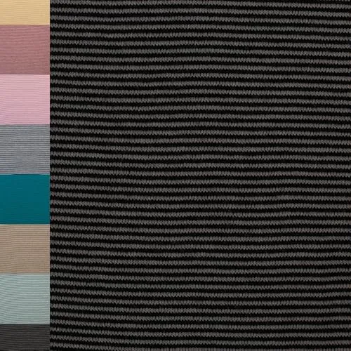 MAGAM-Stoffe Anni Ringel Bündchenstoff Feinstrick Oeko-Tex Meterware 50cm (1mm schwarz grau)