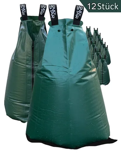 QUICK STAR 12 Stück Tree Bag 75L - Effektive Baumbewässerung - Tröpfchenbewässerungsbausätze für gezielte und effiziente Bewässerung von Bäumen. 75L Wasserabgabe über 5 Stunden schützt vor Austrocknung und spart Gießzeit.