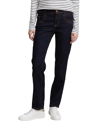 TOM TAILOR Straight-Jeans blau 27/32 - Moderne Straight-Jeans in rinsed blue denim, gefertigt aus einem bequemen Materialmix für optimalen Tragekomfort. Ideal für lässige Outfits.