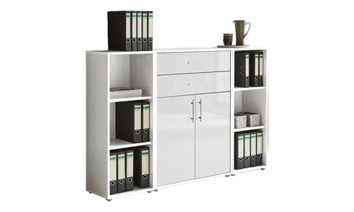 moebel-dich-auf Aktenschrank TABOR 13 – abschließbar mit Edelstahlgriffen - Aktenschrank TABOR 13 mit 2 Schubkästen und verstellbarem Einlegeboden. Ideal für DIN A4 Ordner, sicher und platzsparend. Maße (B/H/T): 84,4 x 113,6 x 33 cm, Made in Germany.