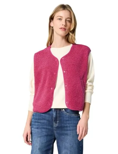 Street One Studio Damen Wolloptik-Weste - Funktionsjacken mit modischer Wolloptik, Knopfleiste und seitlichen Taschen für ein softes Tragegefühl und stilvollen Look.