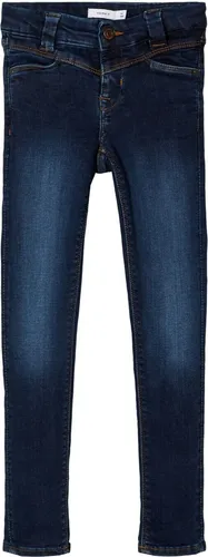 NAME IT Mädchen Denim-Jeans aus Bio-Baumwolle Dark Blue Denim 158 - Hochwertige Mädchen-Jeans aus weichem Stretch-Denim, ideal für Teenager im Skinny Fit. Verstellbare Taillenweite und praktische Gürtelschlaufen bieten perfekten Sitz und Komfort.