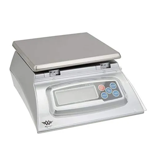 MyWeigh KD8000 Profi Küchenwaage - Edelstahl-Wiegefläche, präzise Messungen bis 8 kg und ideal für jede Küche.