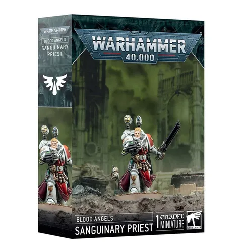 Warhammer 40.000 - Blood Angels Sanguinary Priest - 40K Miniaturen, unlackierte Miniatur für individuelle Gestaltung, ideal für Sammler und Tabletop-Spieler.