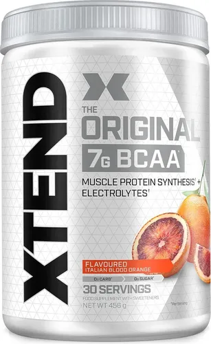 XTEND The Original BCAAs – 456 g Blood Orange - Sportnahrung mit 7 g BCAAs im optimalen 2:1:1 Verhältnis, unterstützt Muskelwachstum und Erholung. Zuckerfrei, kohlenhydratfrei und mit Elektrolyten für bessere Hydratation während des Trainings.