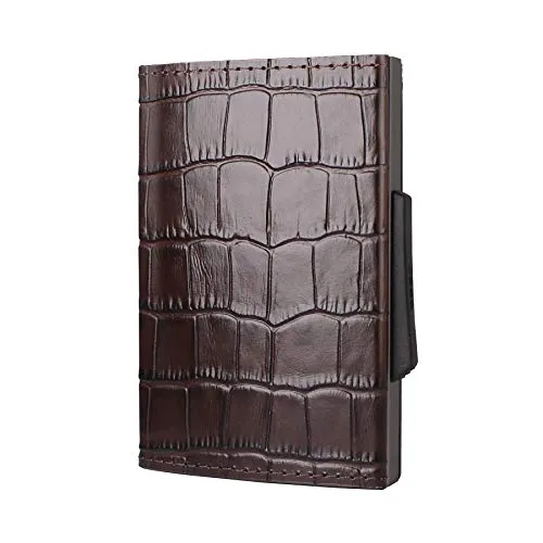 Ögon Smart Cascade Wallet - Geldbörse aus Aluminium und Leder mit automatischem Kartenhalter, sofortigem Zugriff auf bis zu 8 Karten und RFID-Schutz gegen Datendiebstahl.