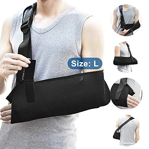 VDSOW Armschlinge - Atmungsaktiv Schulter Wegfahrsperre Bandage für Damen Herren, Verstellbare Mesh Armschlinge Schulter für Gebrochenen Arm, Ellenbogen, Handgelenk Frakturen und Luxation - Schwarz