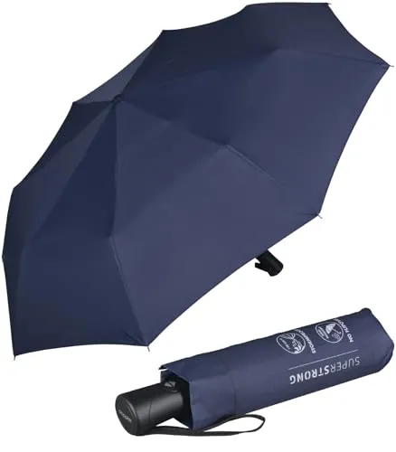 Doppler Taschenschirm Magic Superstrong Sturmsicher Navy - Taschenschirm für Damen, windkanal-getestet und sturmsicher bis 120 km/h. Mit Auf-Zu-Automatik und nur 354 g leicht, ideal für stürmisches Wetter.