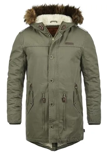 Indicode IDPulsoor Herren Winterjacke Parka mit Teddy-Futter - Funktionsjacke aus Baumwollmischung, warm gefüttert mit abnehmbarer Fellkapuze, ideal für Übergangszeiten und nachhaltige Produktion.