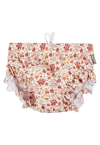 Sterntaler Badehose Blumen – UV-Schutz 50+ Schwimmhose Mädchen – Baby Badehose mit Blumen-Print, Volants & Windeleinsatz bis Größe 86/92, Bademode für Schwimmbad und Strand – Ecru, Größe 80