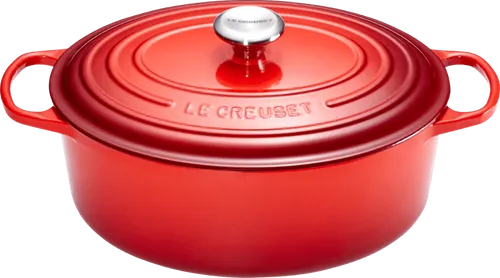 Le Creuset Signature Gusseisen-Bräter Ø 27 cm - Ovaler Gusseisen-Bräter, ideal für alle Herdarten inkl. Induktion. Perfekte Wärmeverteilung für köstliche Braten und Geflügel, mit kratzfester Innenemaillierung und großen Griffen für sicheren Halt.