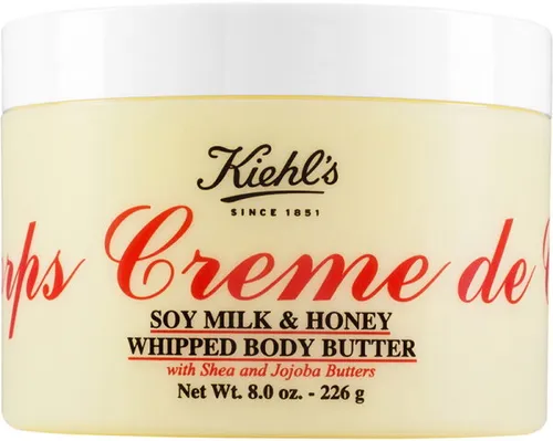 Kiehl's Creme de Corps Soy Milk & Honey Whipped Body Butter 226 g - Körperbutter mit luxuriösem Duft, schützt 24h vor Feuchtigkeitsverlust und sorgt für ein samtig weiches Hautgefühl. Ideal für intensive Pflege nach dem Duschen.