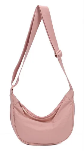 ITALYSHOP24 Schultertasche Damen Tasche Runde Brusttasche MOON Bag CrossBody Crossover Nylon, Umhängetasche Hüfttasche Slingntasche Reise sportlich-modernen Look