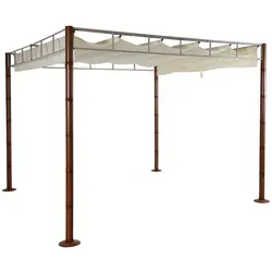 Mendler Pergola HWC-L42 - Garten Pavillon mit Schiebedach - Pavillons mit 7cm-Metall-Gestell in Bambus-Optik und wasserabweisendem Dach. Genießen Sie Schatten und Schutz bei jedem Wetter auf Ihrer Terrasse.