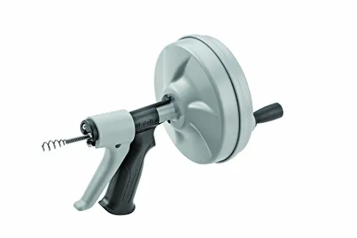 RIDGID 57038 Kwik Spin+ Handspirale mit AUTOFEED Spiralenvorschub, knickbeständige Maxcore Rohrreinigerspirale zur Reinigung blockierter Abflussleitungen, bis 40 mm, Silber