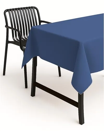 texpot Tischdecke Lotuseffekt in Leinenoptik, oval 135x220 cm, blau - Wasserabweisende und bügelfreie Tischdecke in Leinenoptik, ideal für Innen- und Außenbereiche. Schmutzabweisend mit Lotuseffekt für mühelose Pflege.