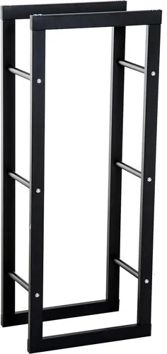 HOMCOM Kaminholzregal schwarz - Stilvolles Kaminholzregal aus pulverbeschichtetem Stahl, belastbar bis 100 kg. Ideal für die sichere und ordentliche Lagerung von Brennholz und Zubehör.