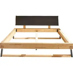 Mid.you Bett, Fichte, 180x200 cm - Massives Doppelbett aus Fichte mit gepolstertem Kopfteil, ideal für komfortable Nächte im Schlafzimmer und für Lattenrost geeignet.