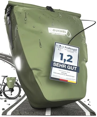 Büchel Gepäckträgertasche 25L - Wasserdicht und Praktisch - Fahrradtasche mit 25L Volumen, wasserdicht (IPX4) und vielseitigem Halterungssystem; ideal für Radfahrer, die auch bei Regen unterwegs sind.