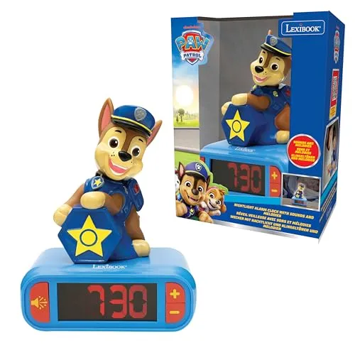 Lexibook, PAW Patrol, Wecker mit Nachtlicht, Sounds und Melodien, beleuchtetes LCD-Display, Leuchtend, Schlummerfunktion, RL800PA2