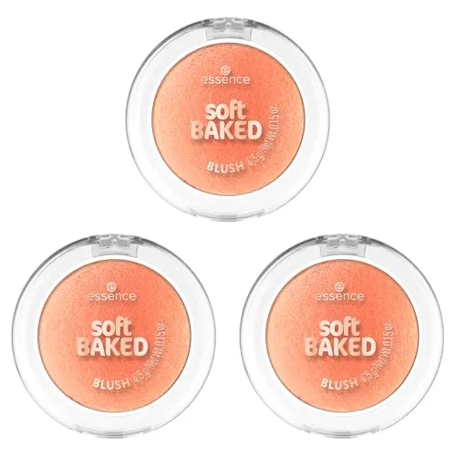 essence soft BAKED BLUSH, Rouge, Nr. 20, Orange, Expressergebnis, schimmernd, vegan, ölfrei, ohne Parfüm, ohne Alkohol, 3er Pack (3x4.5g)
