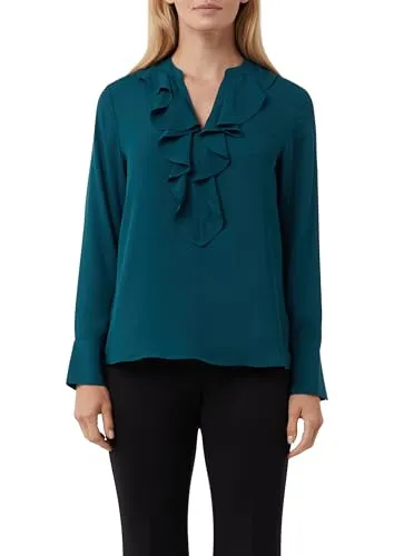 comma Blusentop Bluse 42 EU - Elegantes Blusentop in Größe 42, aus 100% Polyester, ideal für einen stilvollen Look in Blau-Grün.