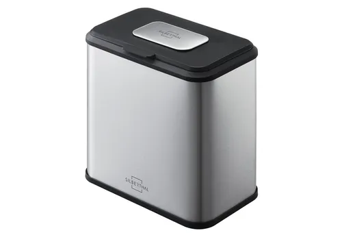 SILBERTHAL Biomülleimer Küche 4L - Edelstahl, geruchsarm mit Aktivkohlefilter und spülmaschinenfestem Innenbehälter, ideal für kleine Haushalte