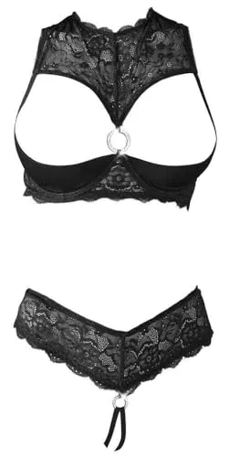 Cottelli Lingerie Shelf Bra Set 85B/L Hebe Set Schwarz 85B/L