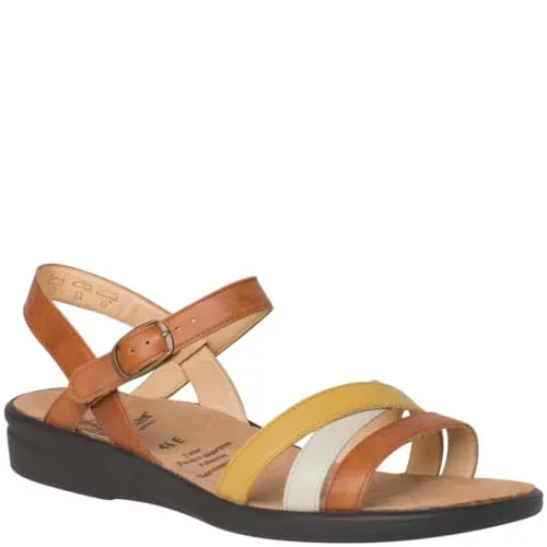 Ganter Sonnica Sandalen - Cognac Multi Kalbsleder mit Lederbrandsohle - Wanderschuhe für Damen in Größe 7 UK, ideal für Komfort und Stil beim Wandern, optimale Weite E für besseren Sitz.