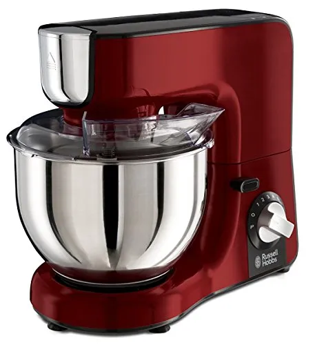 Russell Hobbs Küchenmaschine Desire Rot 1000 W - 10 Geschwindigkeitsstufen, leistungsstarkes Planetenrührwerk und 5L Edelstahl-Mischschüssel